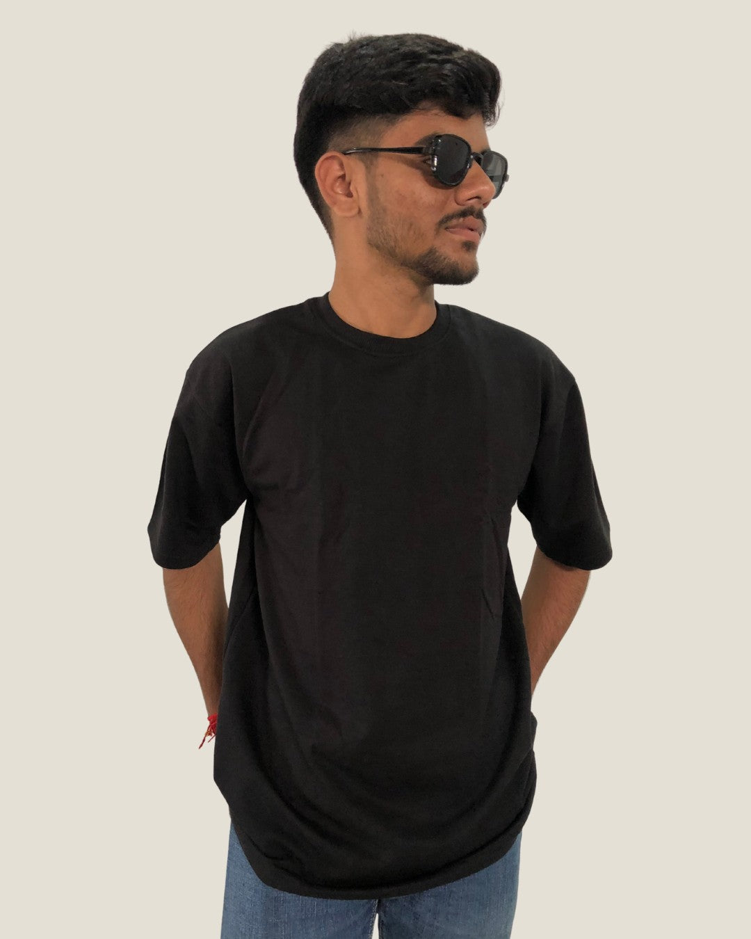 Premium Black Oversized Cotton T-Shirt for Men - ( Black Color )