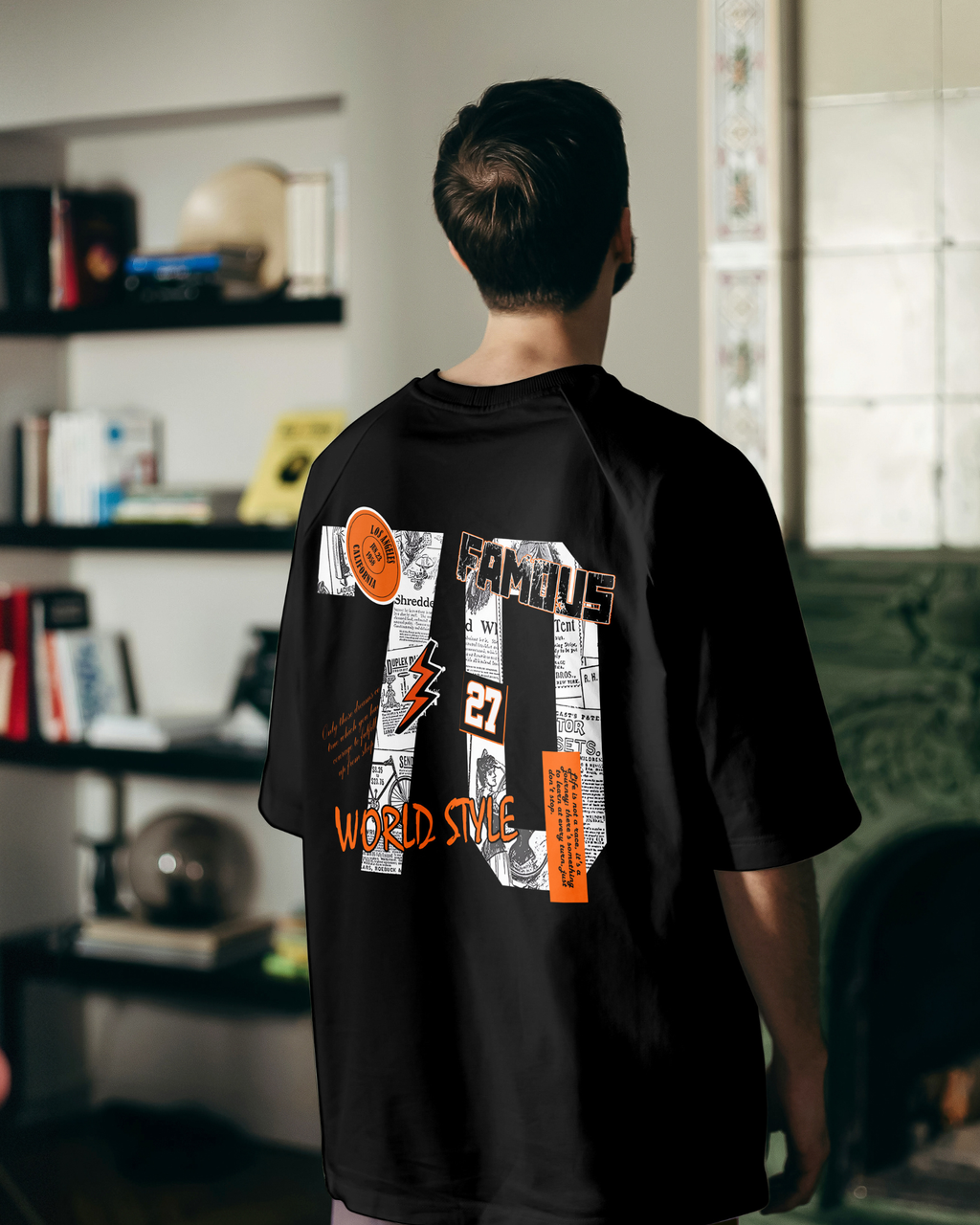 Famous 70s Oversized Black T-Shirt