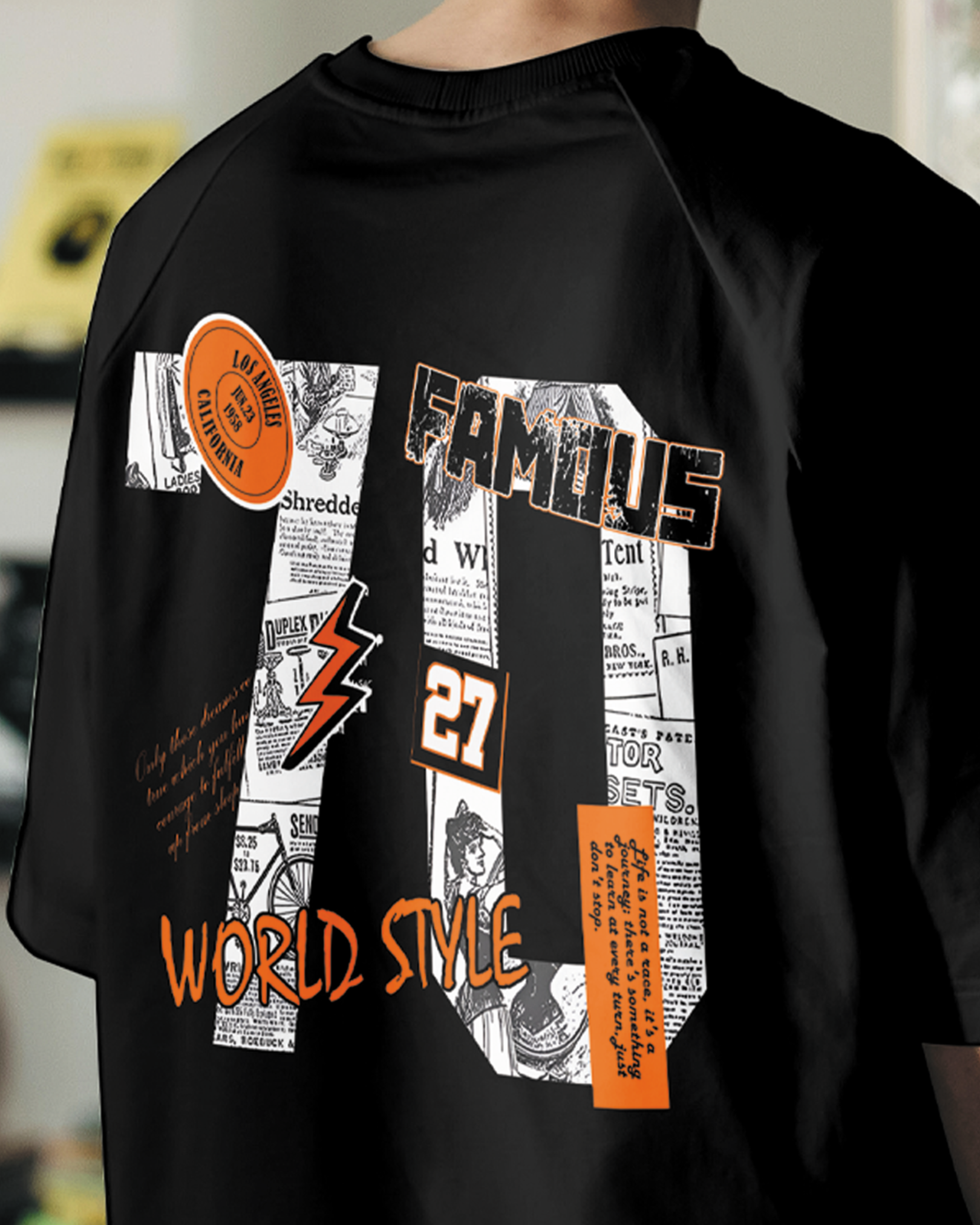 Famous 70s Oversized Black T-Shirt