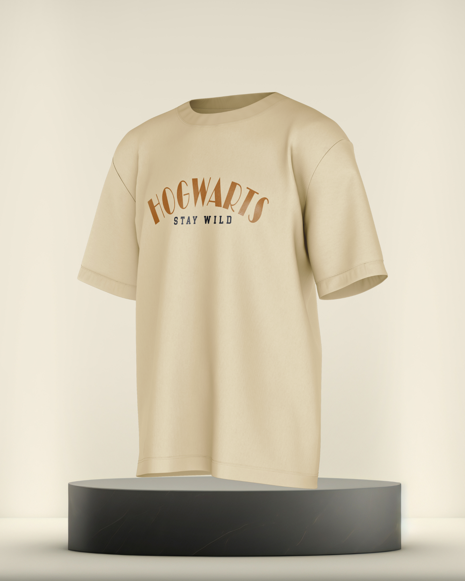 HOGWARTS OverSize Beige Colour T- Shirt