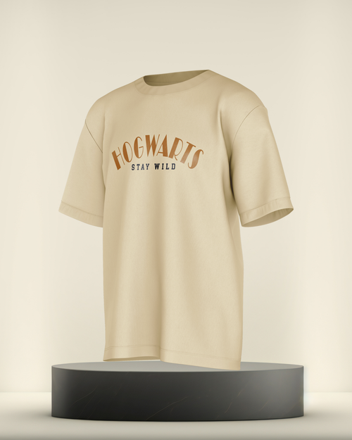 HOGWARTS OverSize Beige Colour T- Shirt