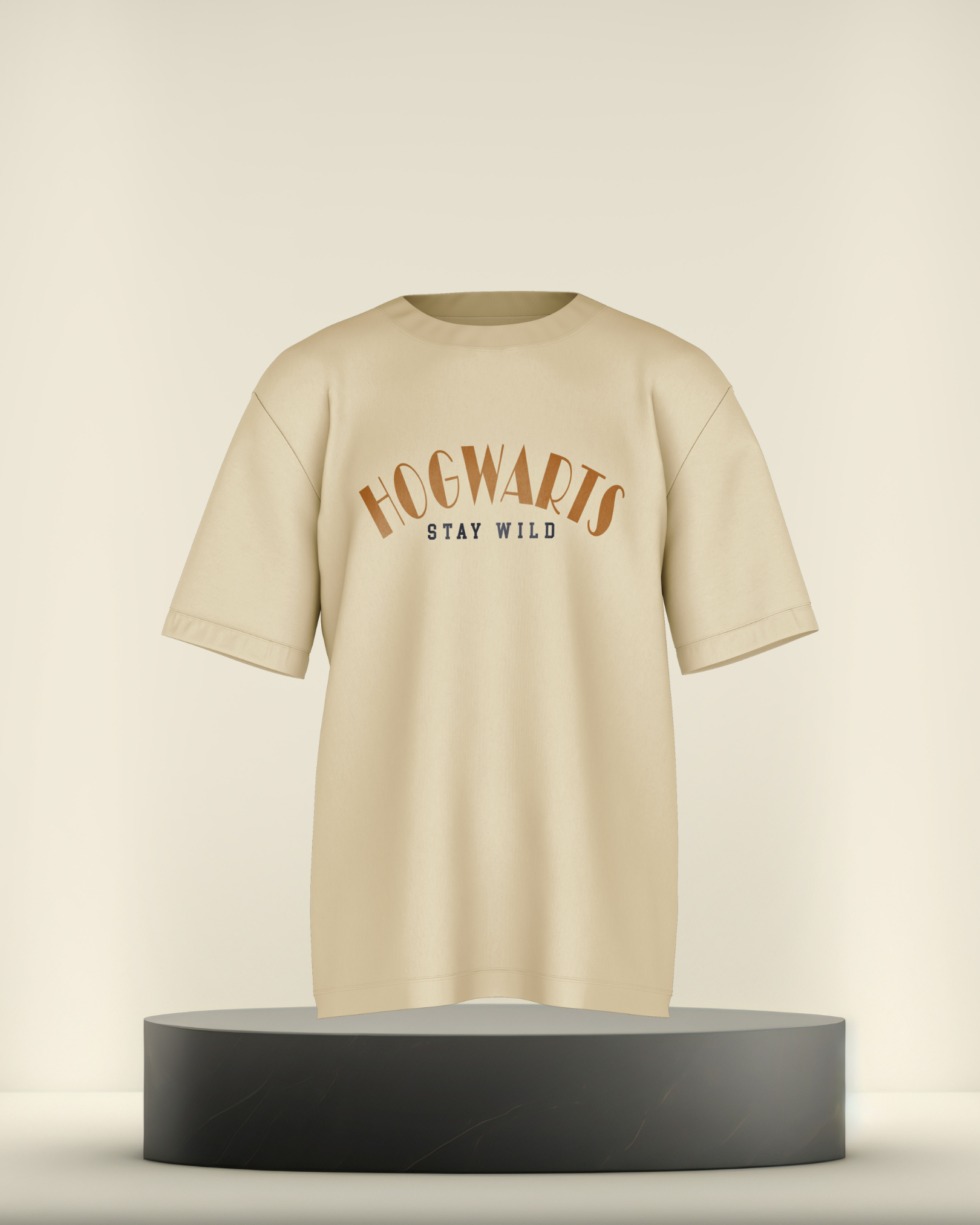 HOGWARTS OverSize Beige Colour T- Shirt