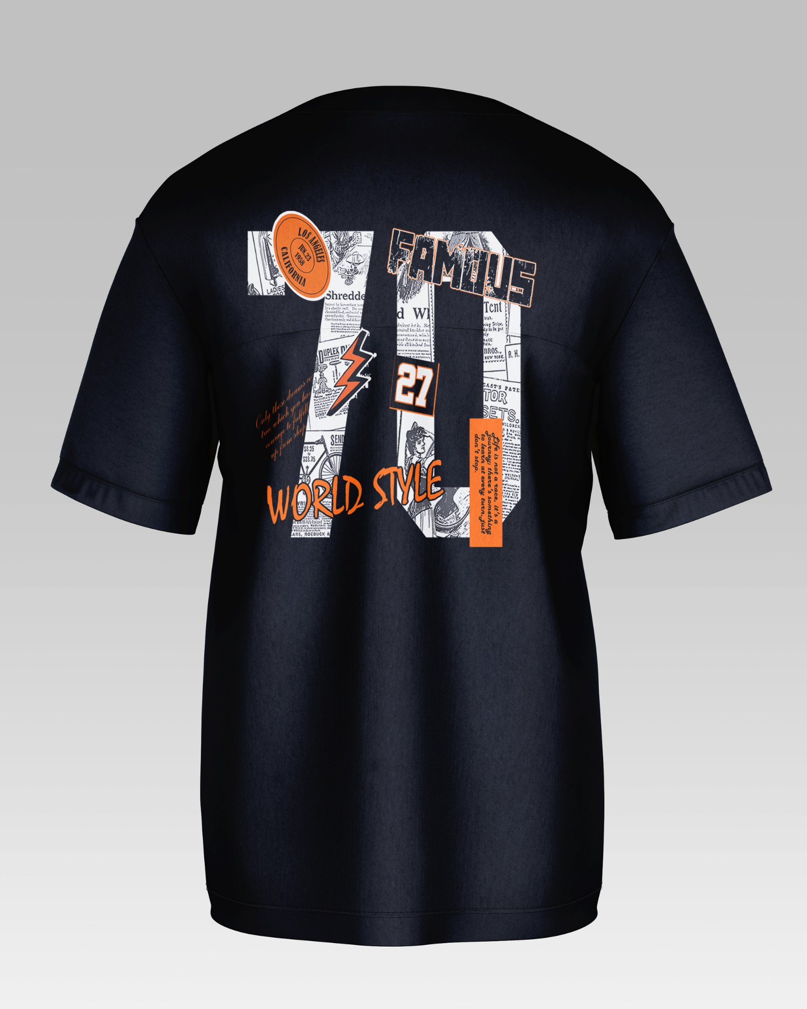 Famous 70s Oversized Black T-Shirt